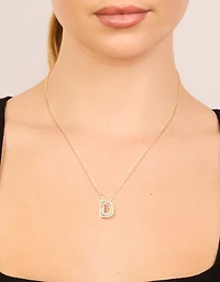 Collier cube en zircone en or pour enfants avec la lettre D