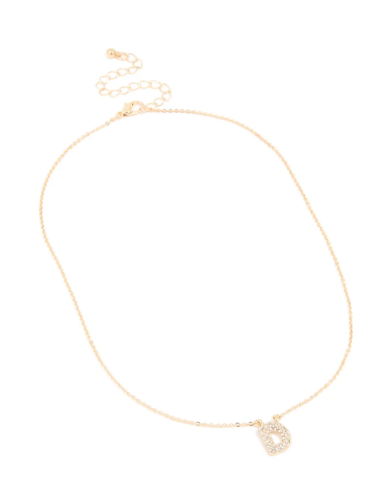 Collier cube en zircone en or pour enfants avec la lettre D