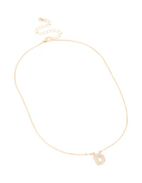 Collier cube en zircone en or pour enfants avec la lettre D