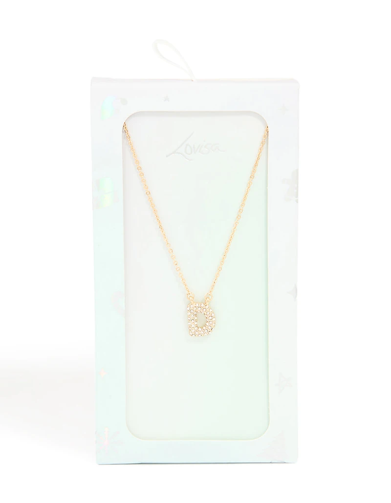 Collier cube en zircone en or pour enfants avec la lettre D
