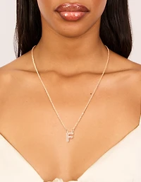Collier cubique en zircone en or pour enfants avec la lettre F