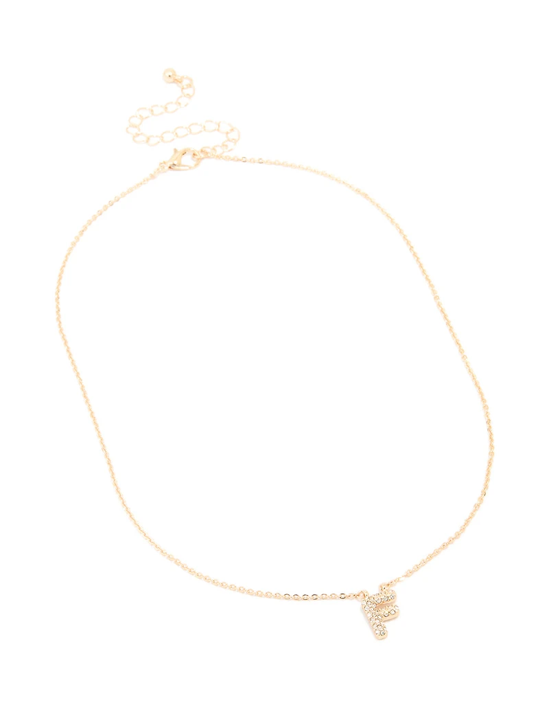 Collier cubique en zircone en or pour enfants avec la lettre F
