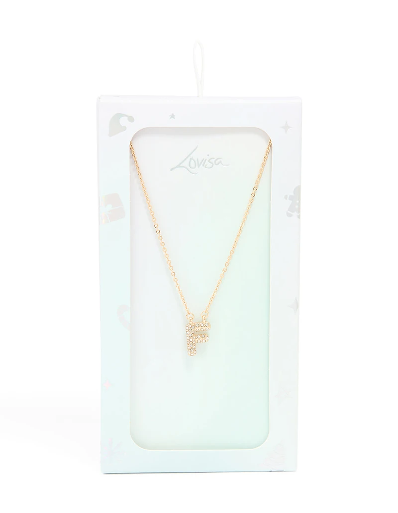 Collier cubique en zircone en or pour enfants avec la lettre F