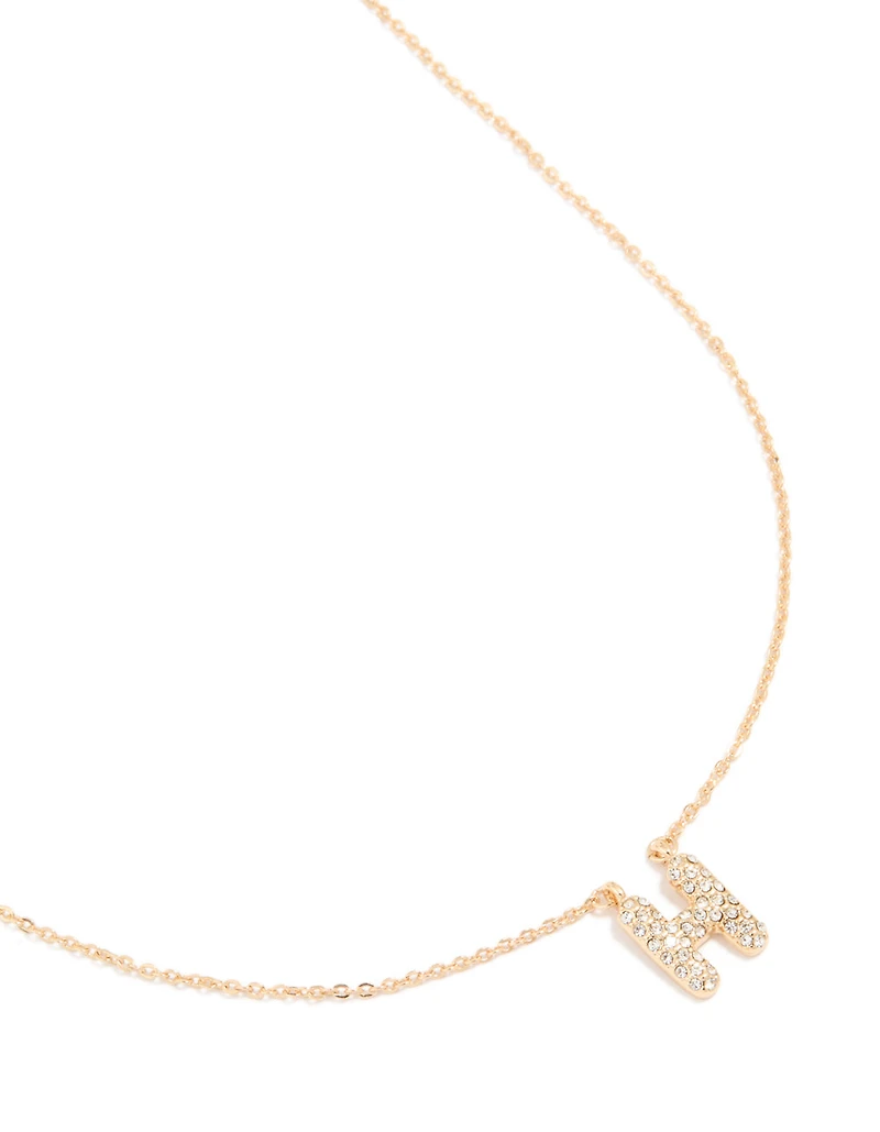 Collier cubique en zircone en or pour enfants avec la lettre H