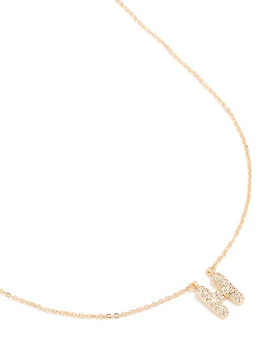 Collier cubique en zircone en or pour enfants avec la lettre H