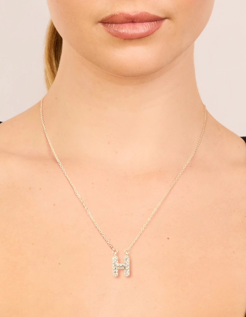 Collier cubique en zircone en or pour enfants avec la lettre H