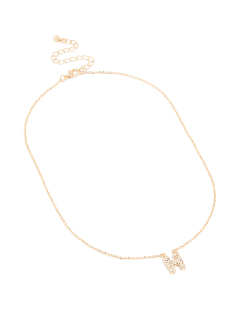 Collier cubique en zircone en or pour enfants avec la lettre H