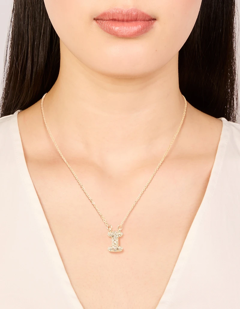 Collier cubique en zircone en or pour enfants Lettre I