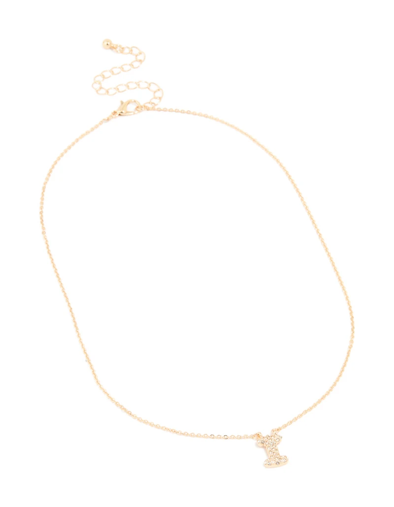 Collier cubique en zircone en or pour enfants Lettre I