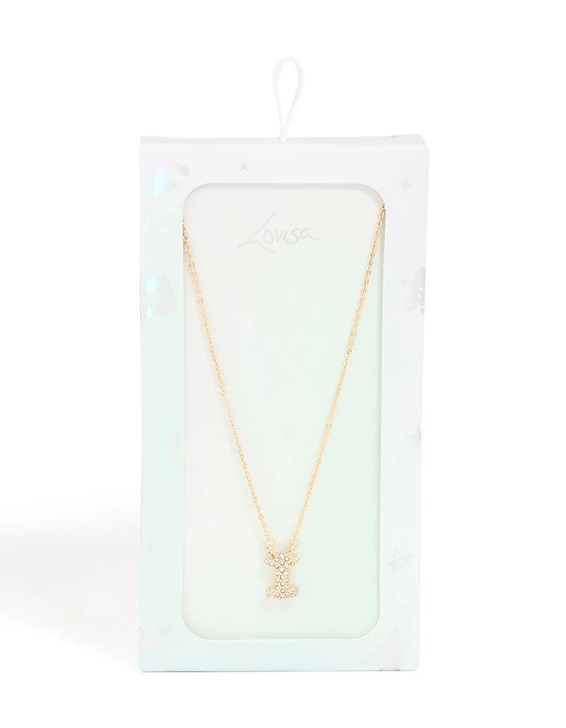 Collier cubique en zircone en or pour enfants Lettre I