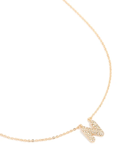 Kids Gold Cubic Zirconia Letter N Necklace