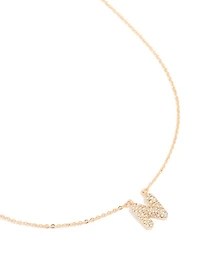 Kids Gold Cubic Zirconia Letter N Necklace