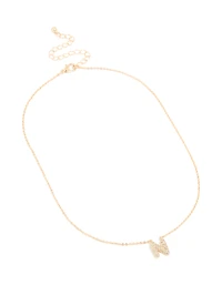 Kids Gold Cubic Zirconia Letter N Necklace