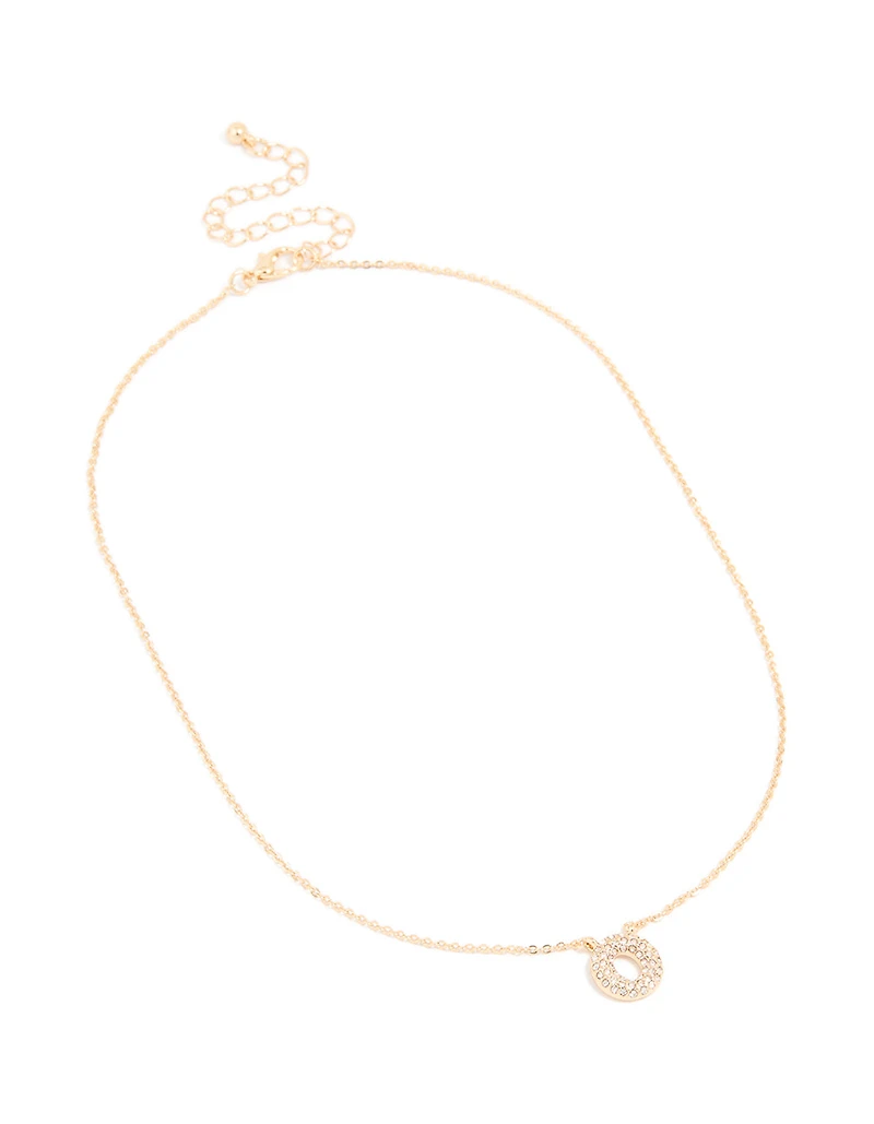 Kids Gold Cubic Zirconia Letter O Necklace