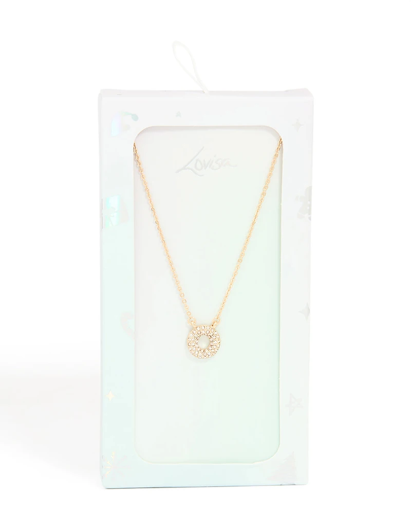 Kids Gold Cubic Zirconia Letter O Necklace