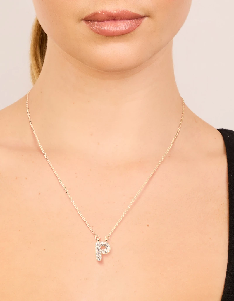 Collier cubique en zircone en or pour enfants avec la lettre P