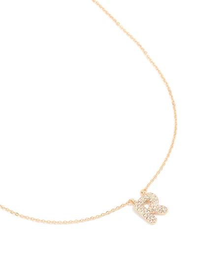 Collier cubique en zirconie en or pour enfants avec la lettre R