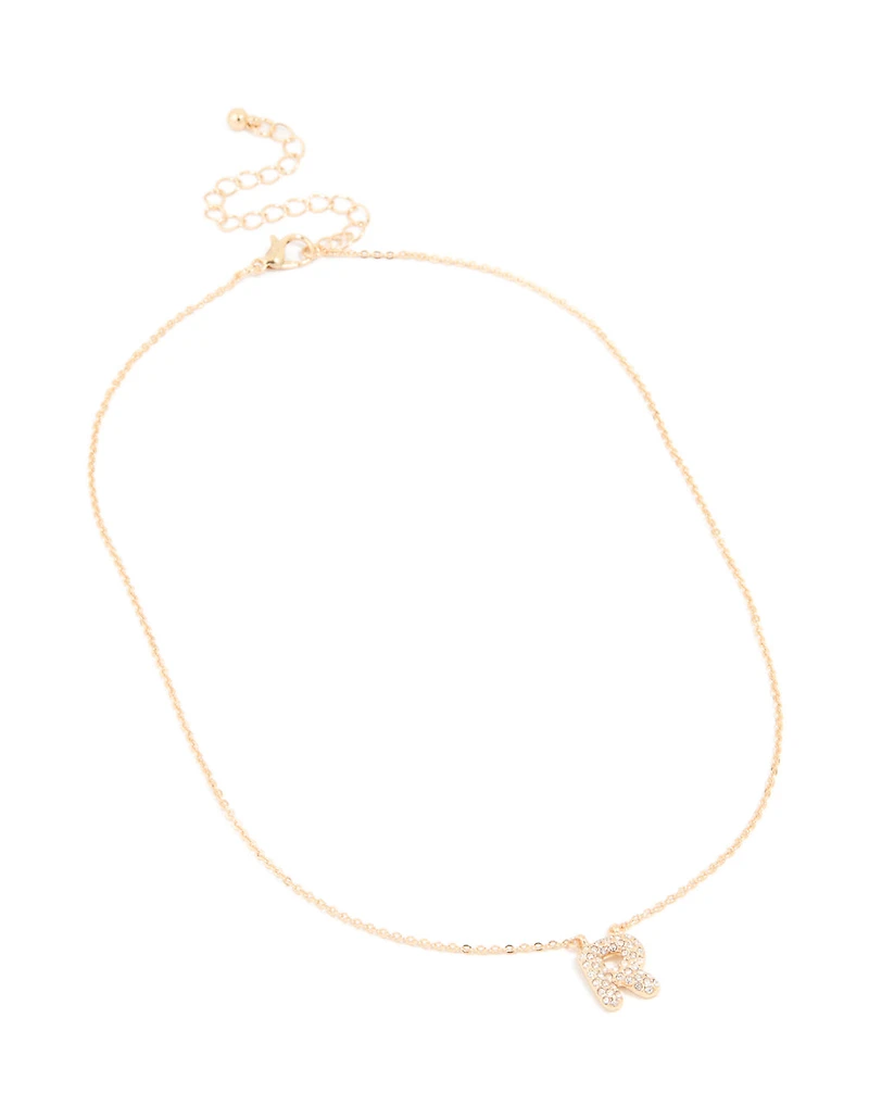 Collier cubique en zirconie en or pour enfants avec la lettre R