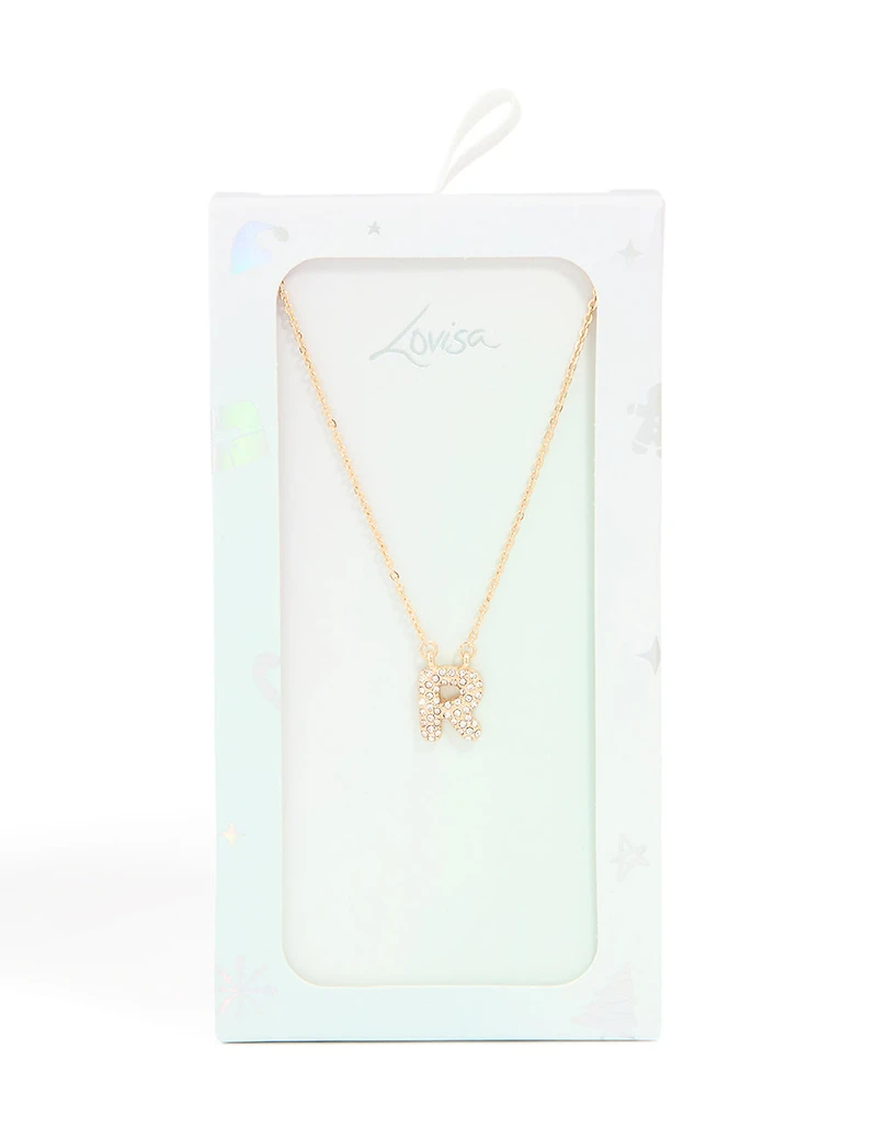 Collier cubique en zirconie en or pour enfants avec la lettre R