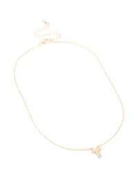 Collier cube en zircone en or pour enfants avec la lettre T