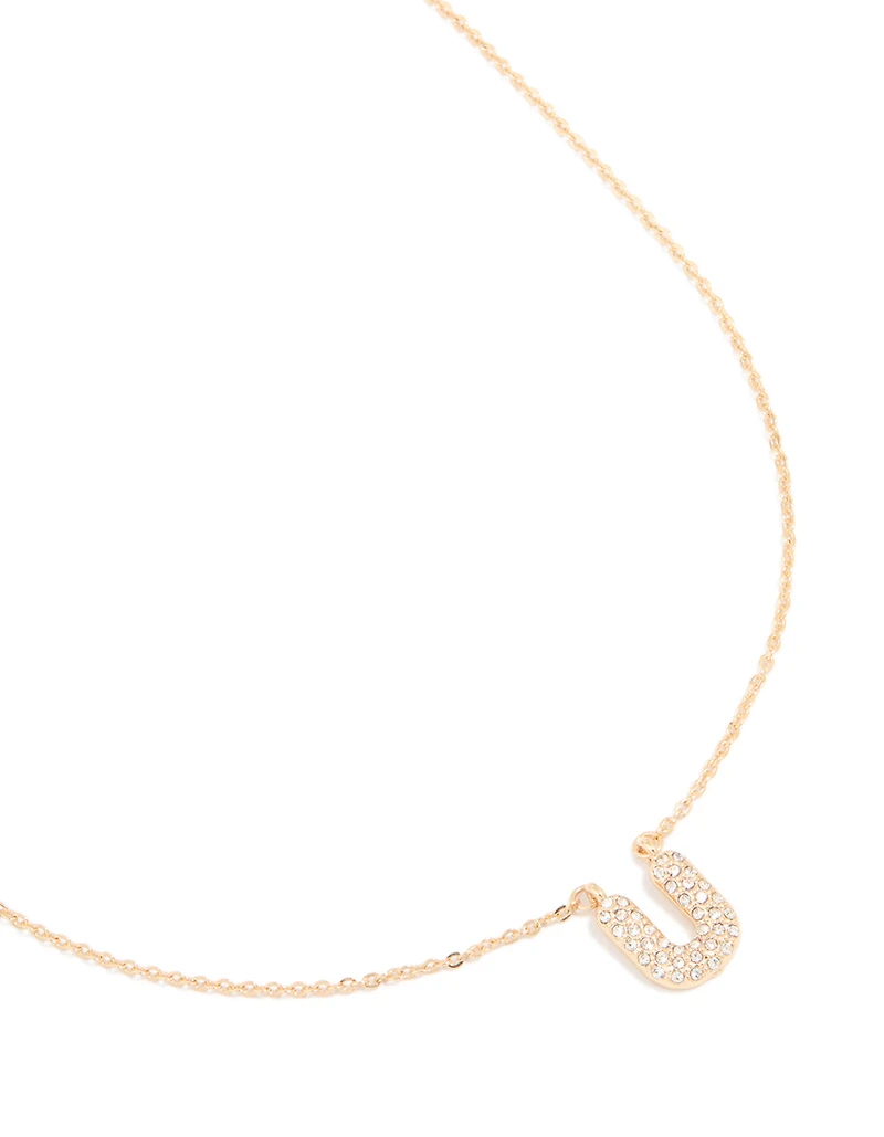 Collier cubique en zircone pour enfants Letter U