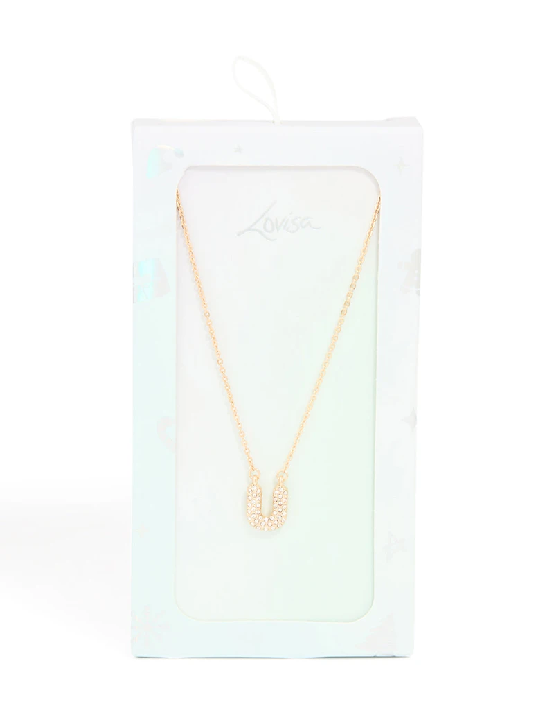 Collier cubique en zircone pour enfants Letter U