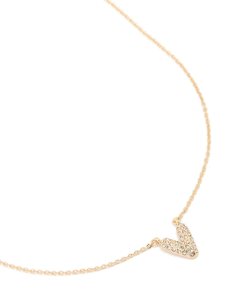 Collier cube en zircone en or pour enfants avec la lettre V