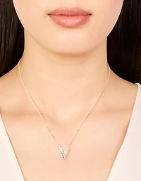 Collier cube en zircone en or pour enfants avec la lettre V