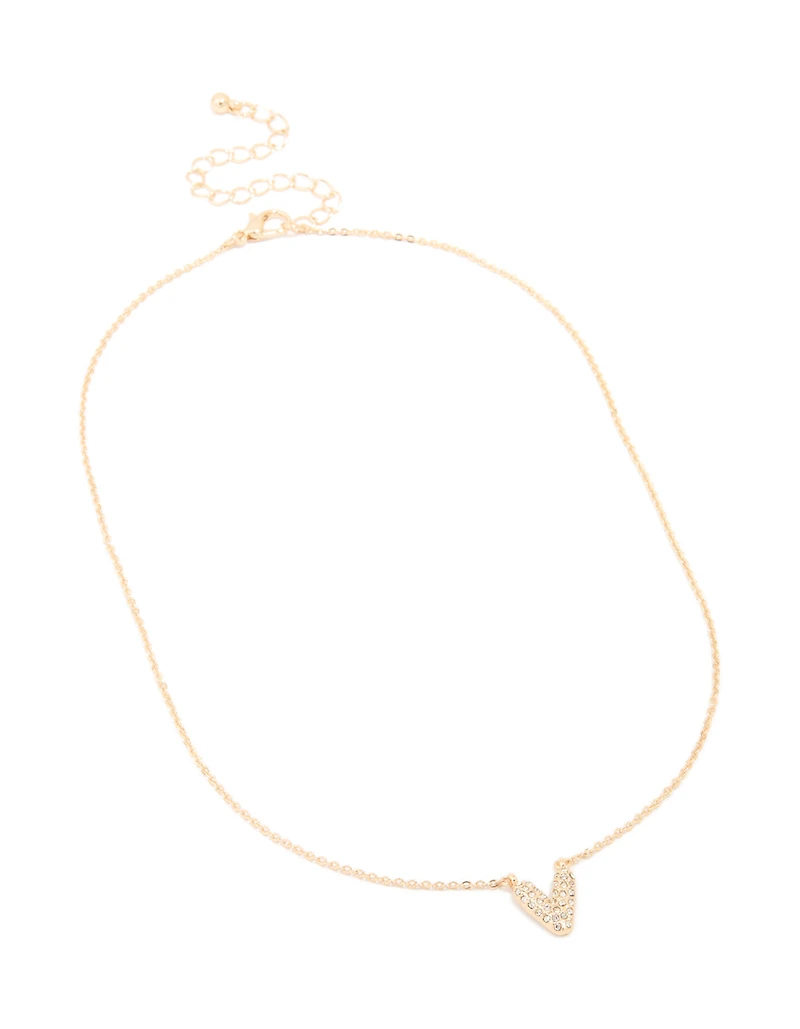 Collier cube en zircone en or pour enfants avec la lettre V