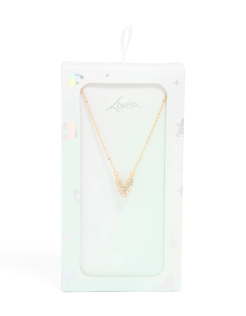 Collier cube en zircone en or pour enfants avec la lettre V