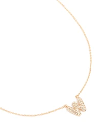 Kids Gold Cubic Zirconia Letter W Necklace