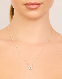 Kids Gold Cubic Zirconia Letter W Necklace