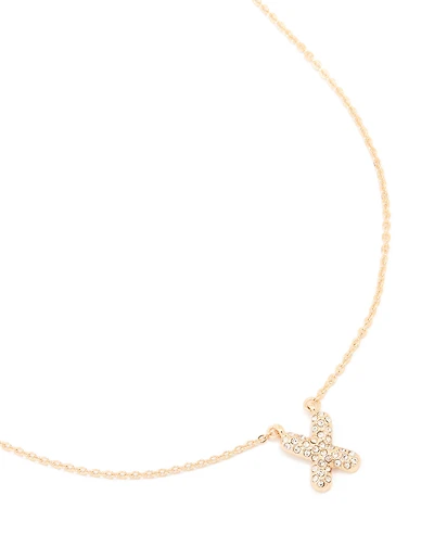 Collier cube en zircone en or pour enfants avec la lettre X