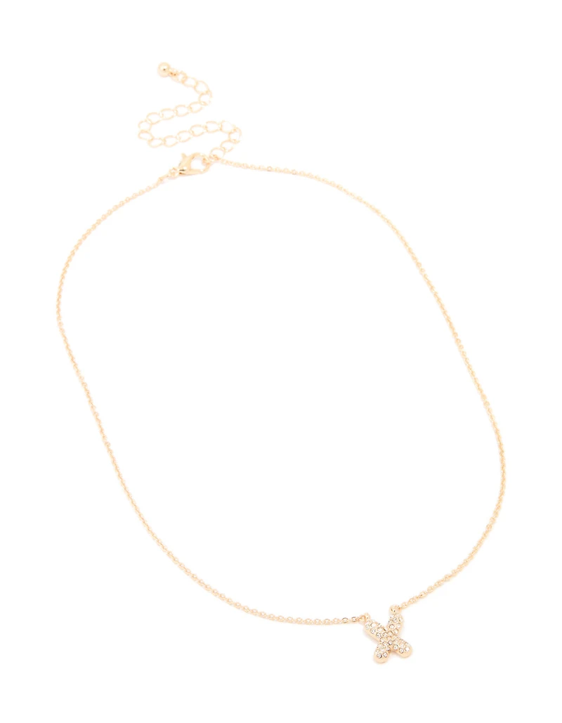 Collier cube en zircone en or pour enfants avec la lettre X
