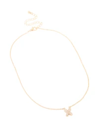 Collier cube en zircone en or pour enfants avec la lettre X