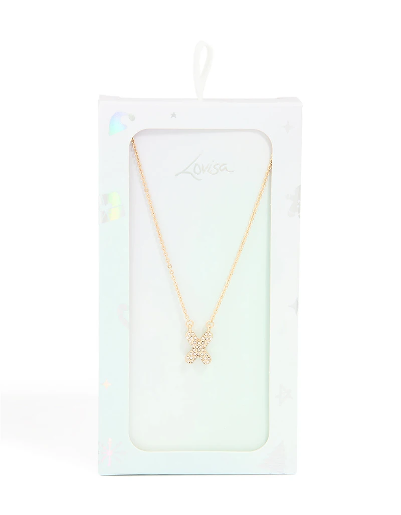 Collier cube en zircone en or pour enfants avec la lettre X