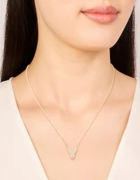 Kids Gold Cubic Zirconia Letter Y Necklace
