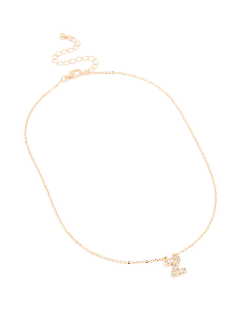 Kids Gold Cubic Zirconia Letter Z Necklace