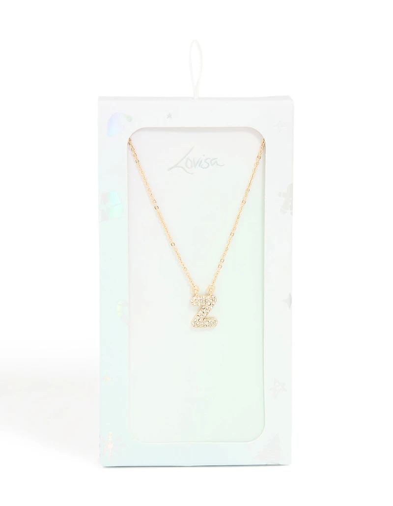 Kids Gold Cubic Zirconia Letter Z Necklace
