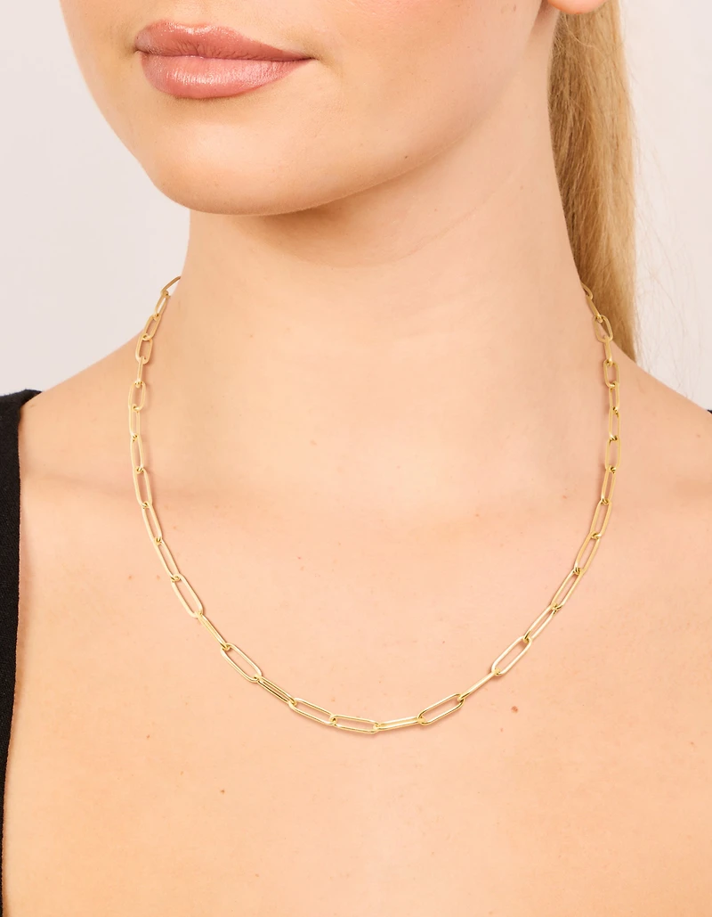 Waterproof Gold Plated Stainless Steel Open Oval Link Necklace
