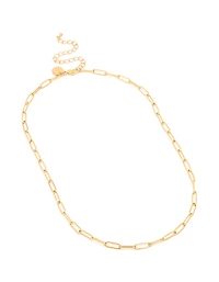 Waterproof Gold Plated Stainless Steel Open Oval Link Necklace