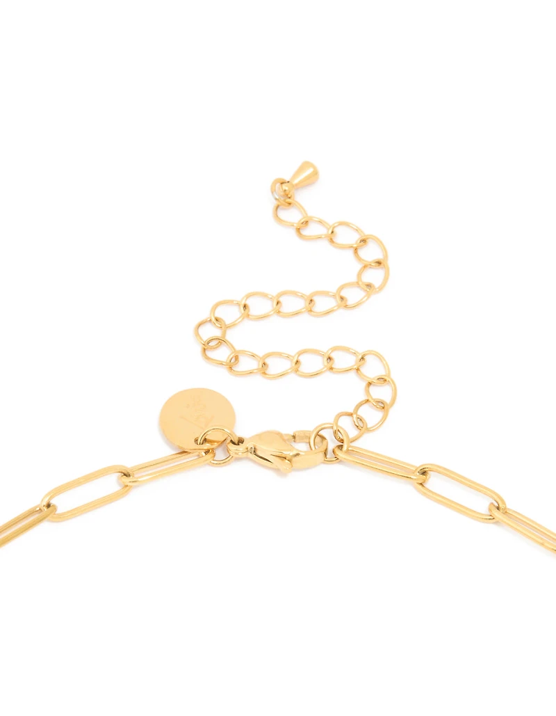 Waterproof Gold Plated Stainless Steel Open Oval Link Necklace