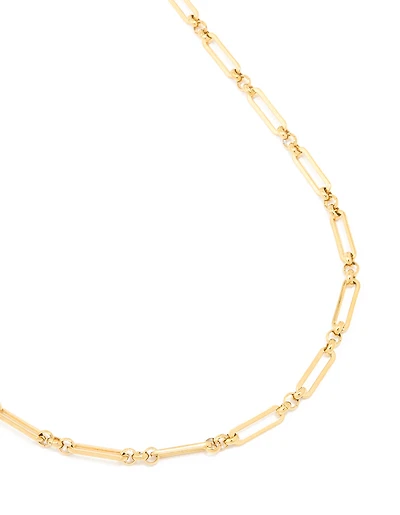 Waterproof Gold Plated Stainless Steel Open Oval Link Necklace