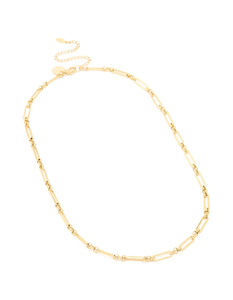 Waterproof Gold Plated Stainless Steel Open Oval Link Necklace
