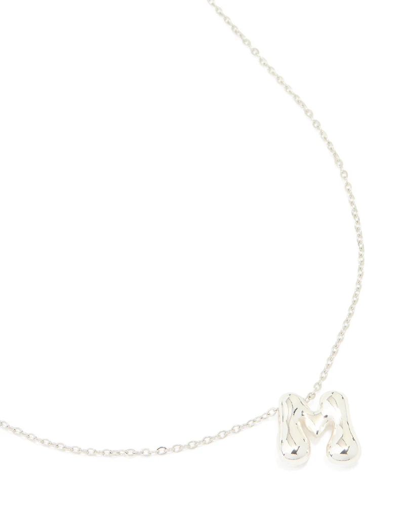 Collier imperméable en acier inoxydable avec une grande lettre M à bulles