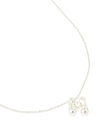 Collier imperméable en acier inoxydable avec une grande lettre M à bulles