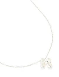 Collier imperméable en acier inoxydable avec une grande lettre M à bulles