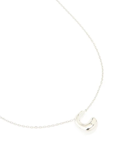 Collier imperméable en acier inoxydable avec une grande lettre C à bulles