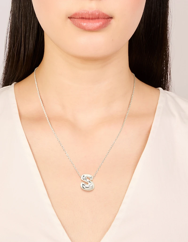 Waterproof Stainless Steel Large Bubble Letter S Necklace