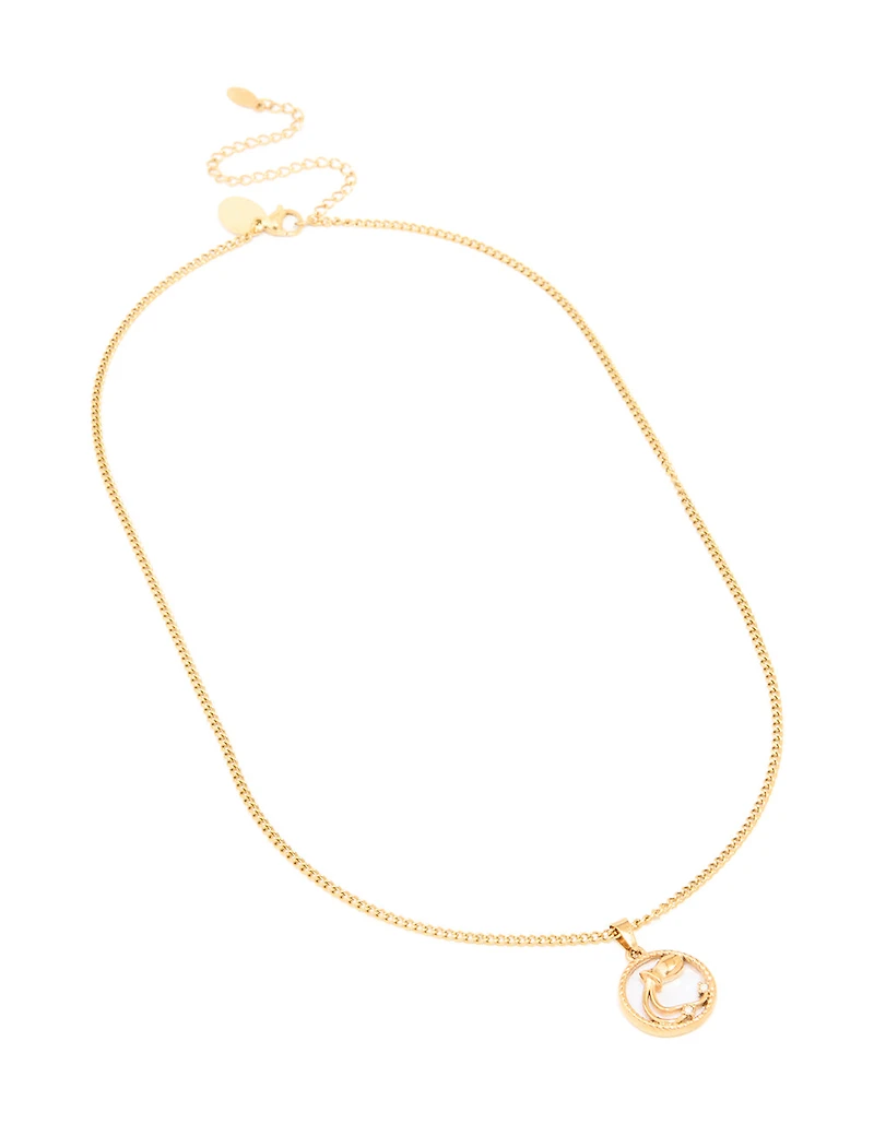 Collier Verseau circulaire imperméable en acier inoxydable plaqué or